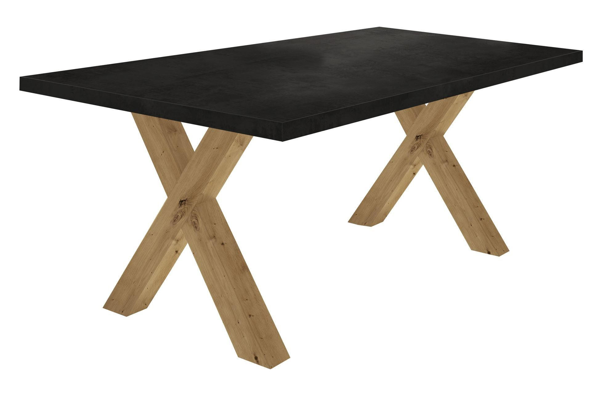 ESSZIMMERTISCH Eike 2 140 x 90 x 75 Esstisch Asteiche/Schwarzstahl - Schwarz, Holz (140/90/75cm) - 58aufmkessel