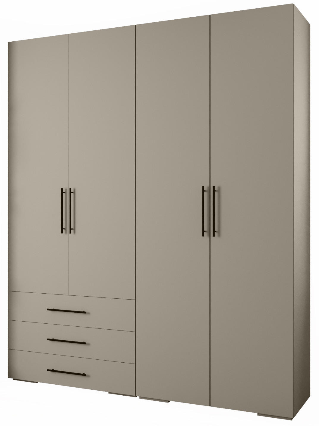 GARDEROBEN-SET 236,7/200/47 - Kaschmir/Schwarz, Holz/Kunststoff (200/236.7/47cm) - Abiks Möbel