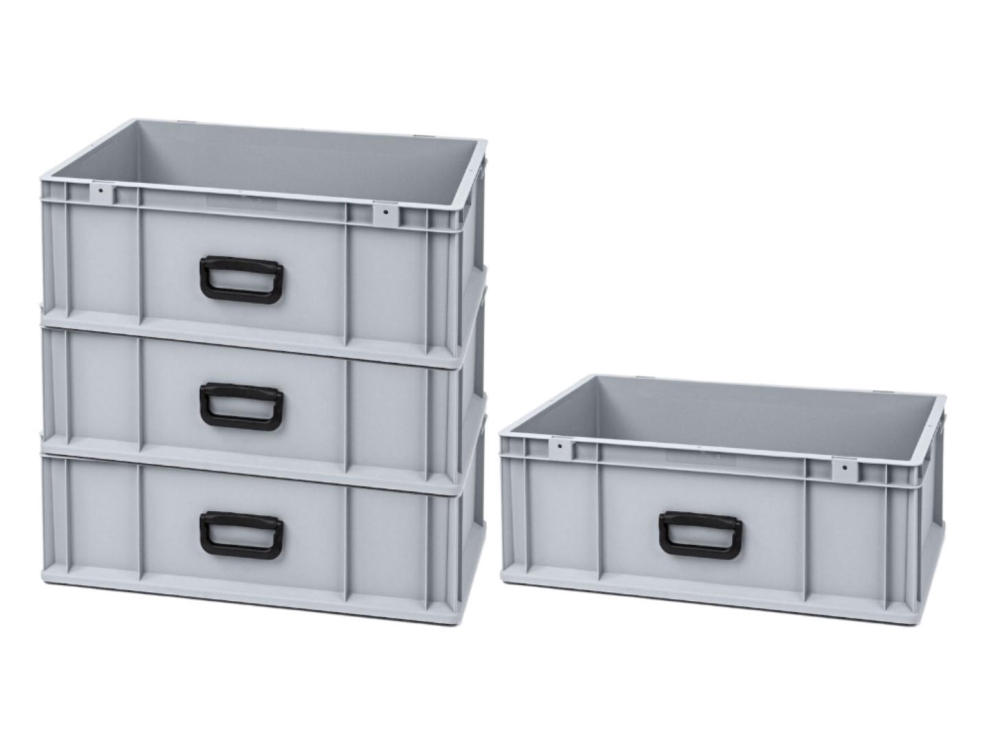 EUROBOX 4x Nextgen Portable Uno 22x40x60cm 44 Liter - Grau, Kunststoff (40/22/60cm) - PROREGAL