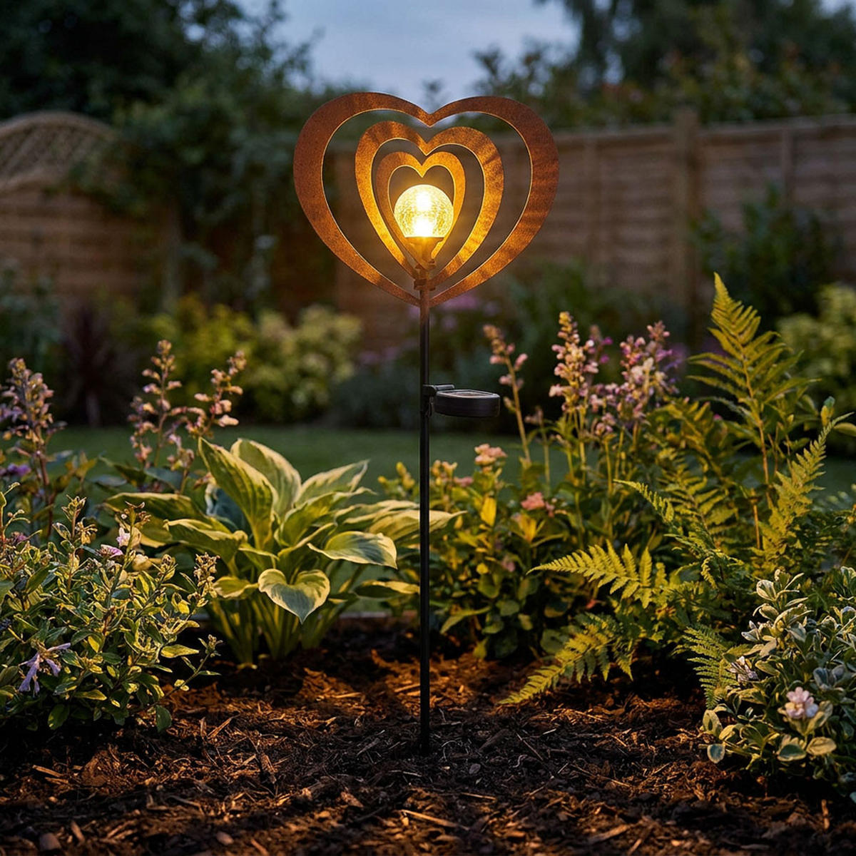 SOLARLEUCHTE LED Metall rostfarben Glaskugel matt - Schwarz, Glas (28/6/82cm) - Globo Lighting