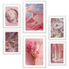 POSTER Set Mit 6 Rosa Komposition A3 & A4 Weißer Rahmen - Weiß, Papier (29/3cm) - Nacnic