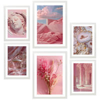 POSTER Set Mit 6 Rosa Komposition A3 & A4 Weißer Rahmen - Weiß, Papier (29/3cm) - Nacnic
