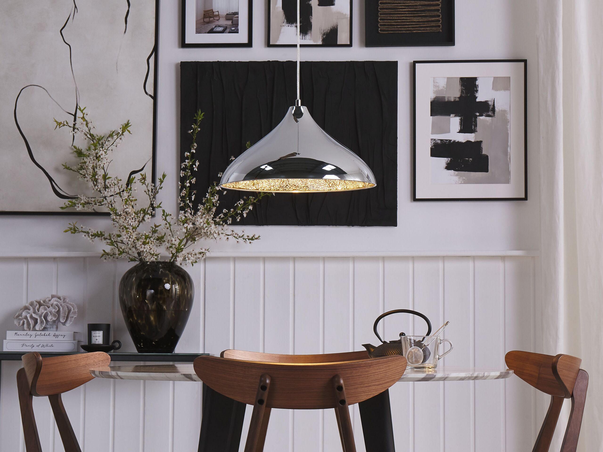 HÄNGELEUCHTE Iskar 40/40/125 cm - Silberfarben, Metall (40/40/125cm) - Beliani