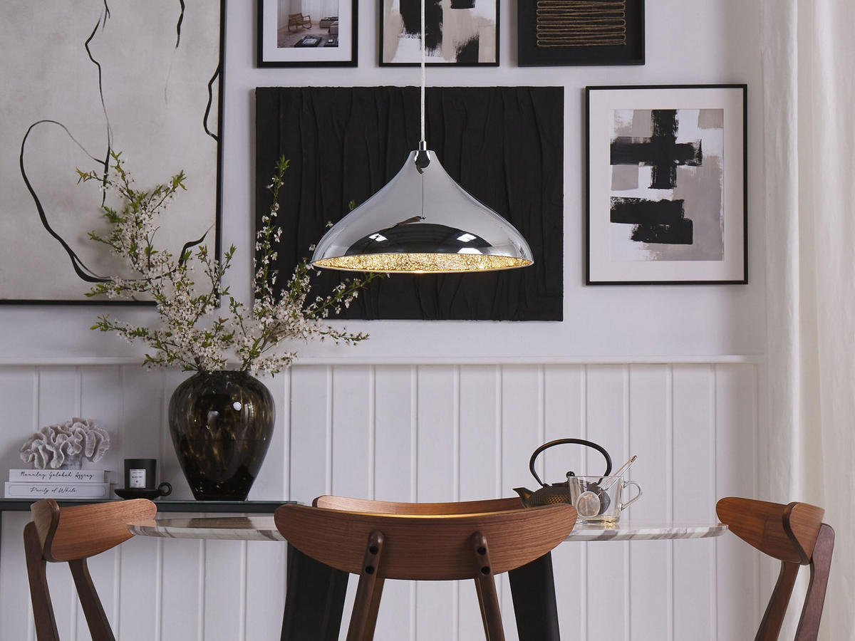 HÄNGELEUCHTE Iskar 40/40/125 cm - Silberfarben, Metall (40/40/125cm) - Beliani