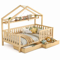 KINDERBETT 90/200 mit Schubladen, Lattenrost und Ablagefläche in Natur - Naturfarben, Holzwerkstoff (90/200cm) - EVRYAE