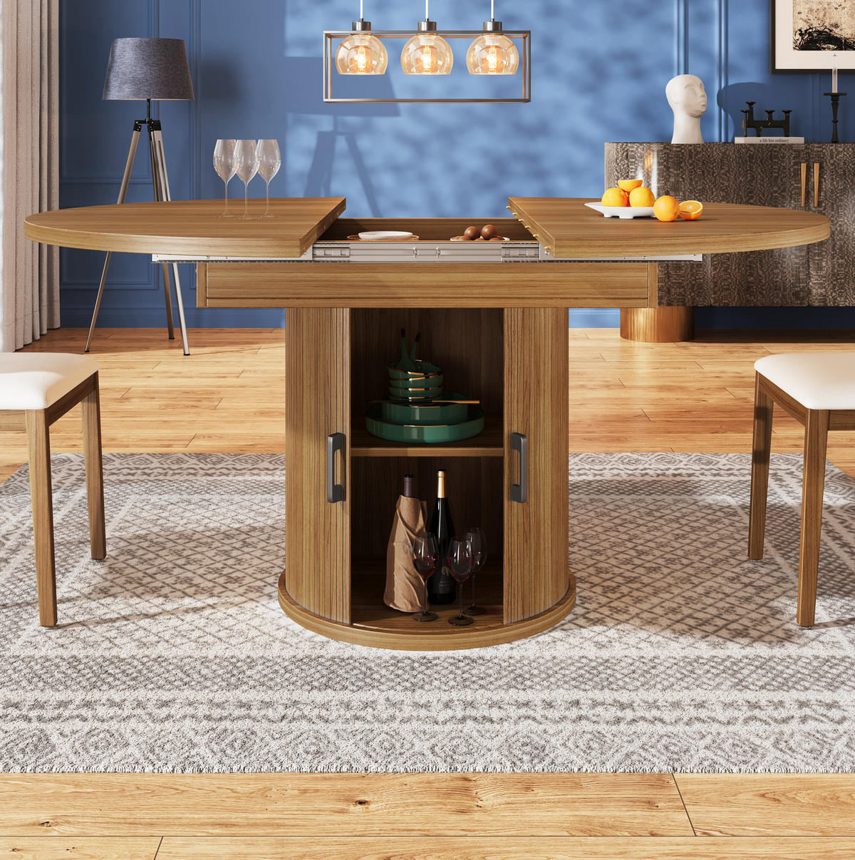ESSTISCH 118/118/76,8 cm Walnuss aus MDF ausziehbar - Braun, Holzwerkstoff (118/118/76.8cm) - OKMYHOME