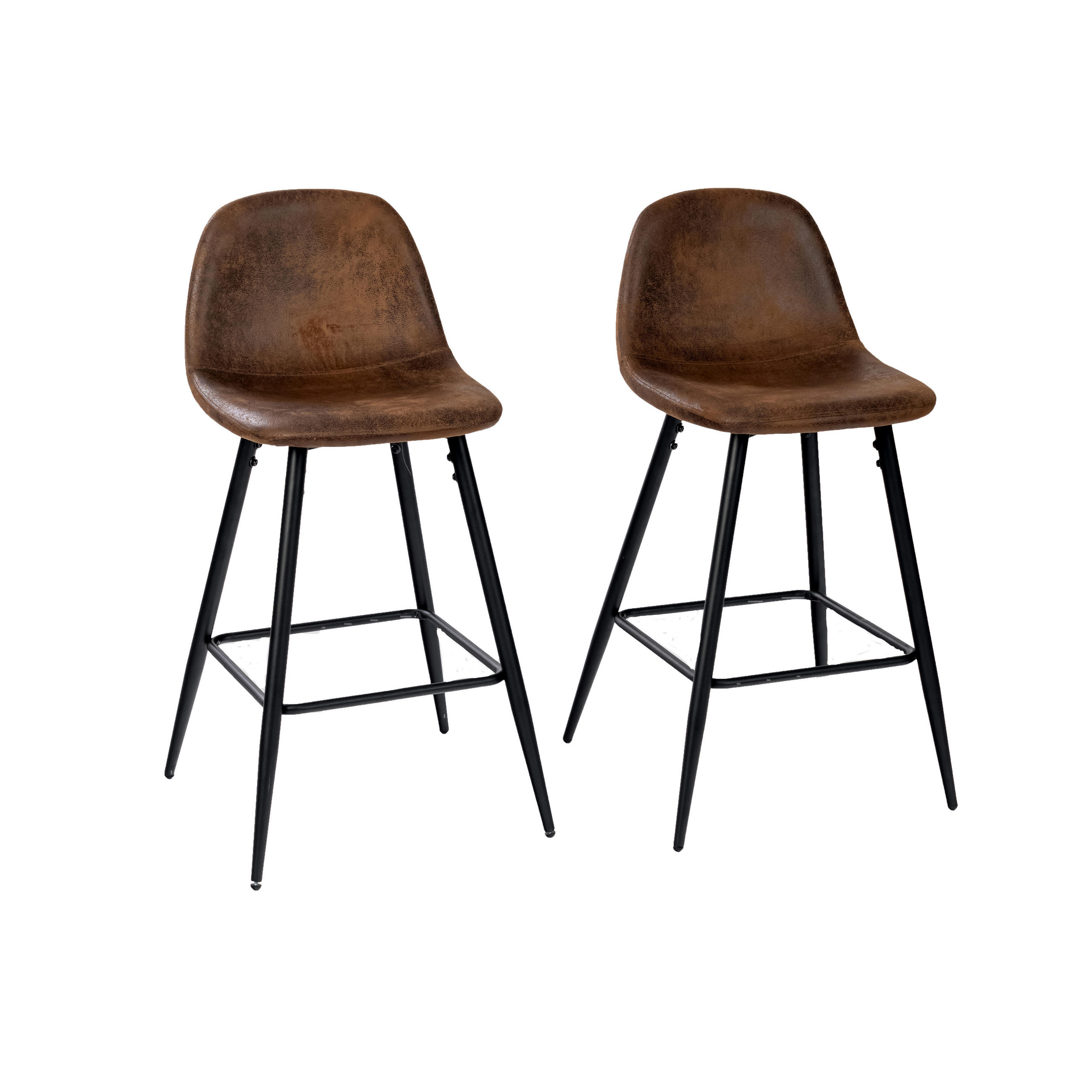 BARHOCKER-SET 2 Stück - Schwarz/Braun, Textil/Metall (47.5/91.5/50cm) - Urban Meuble