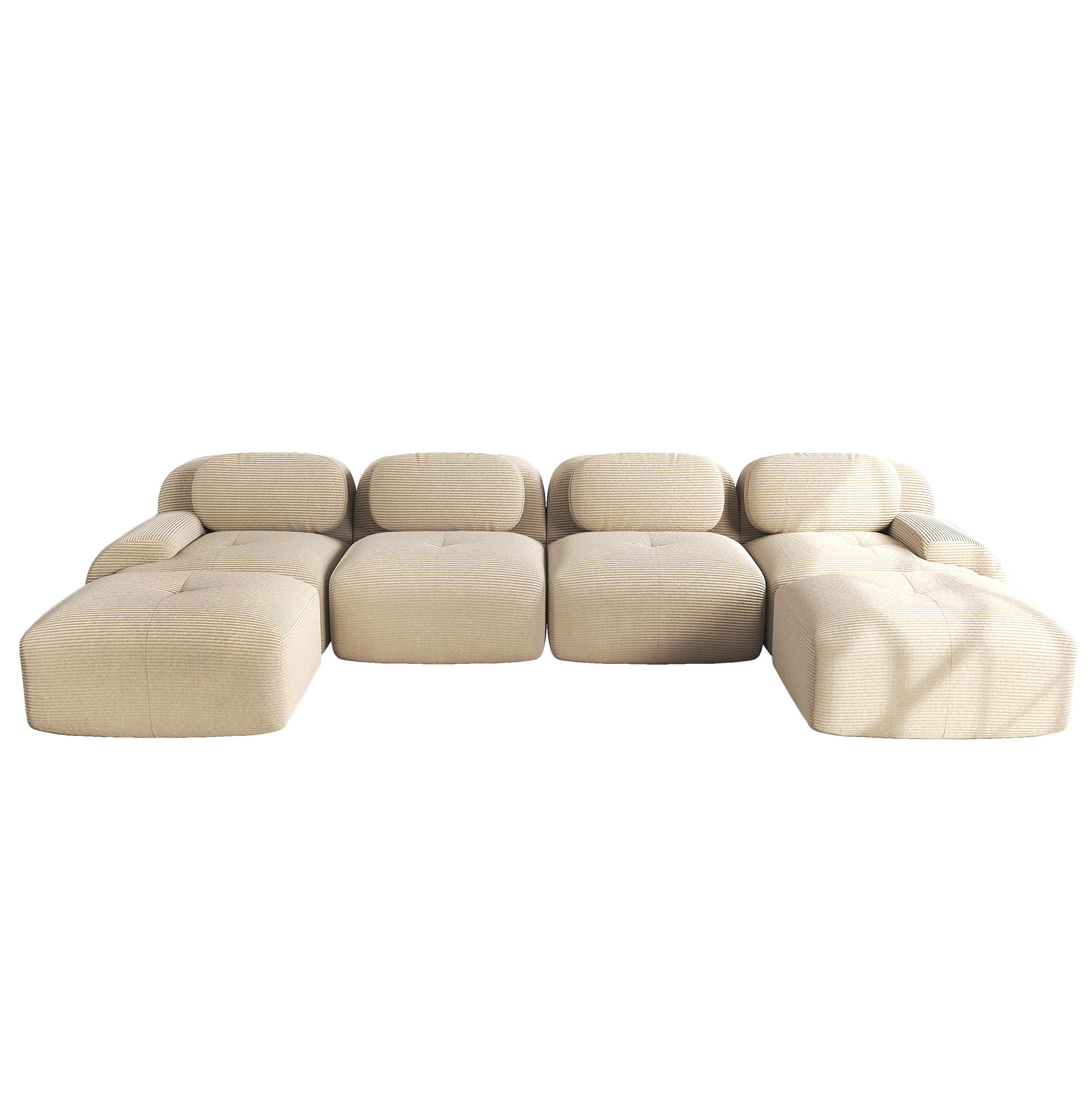 Flora Grace Wohnlandschaft Beige 178x70x388 cm