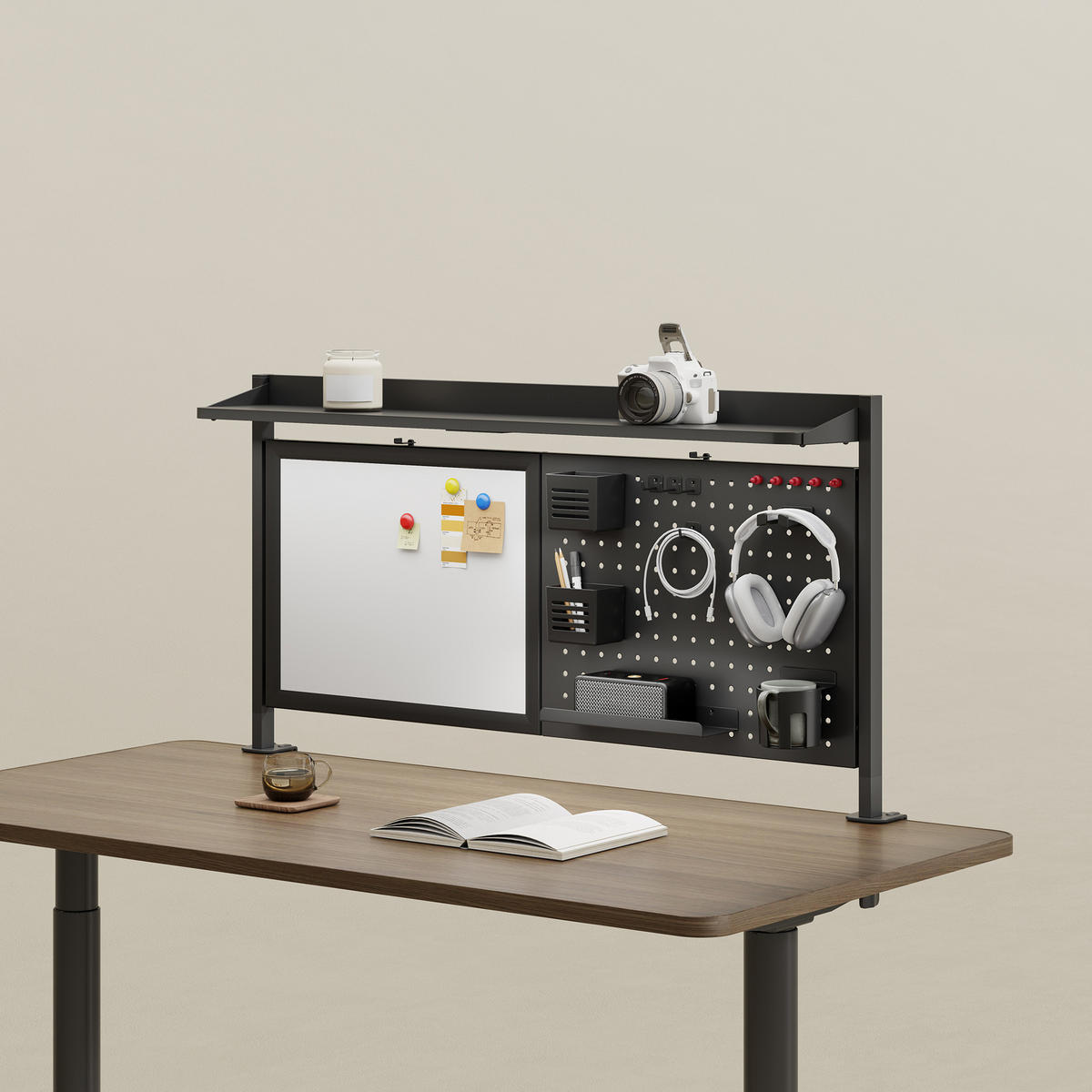 SCHREIBTISCH-ORGANIZER Virvik - Schwarz, Holzwerkstoff/Metall (116.5/20/72.5cm) - [en.casa]