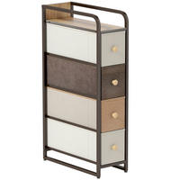 KOMMODE aus Vliesstoff und Stahl 47x20x84,5 cm Multicolor mit 4 Schubladen, schmal und platzsparend - Multicolor, Textil (20/84.5/47cm) - Modfu
