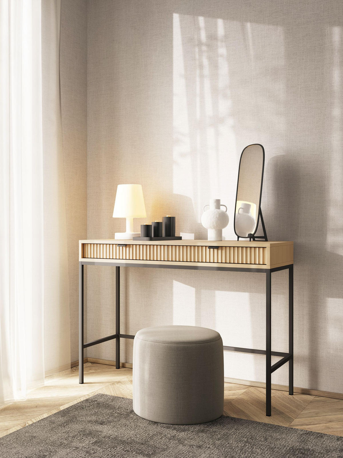 KONSOLE Vicenza Eiche Hochbeinig - Beige, Holzwerkstoff (104/104/77cm) - Sepro Meble