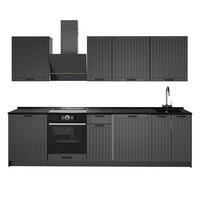 KÜCHENZEILE Fame-Line, Dunkelgrau/Anthrazit, 280 cm ohne Arbeitsplatte - Dunkelgrau/Anthrazit, Holzwerkstoff (280/206.8/51.6cm) - Vicco