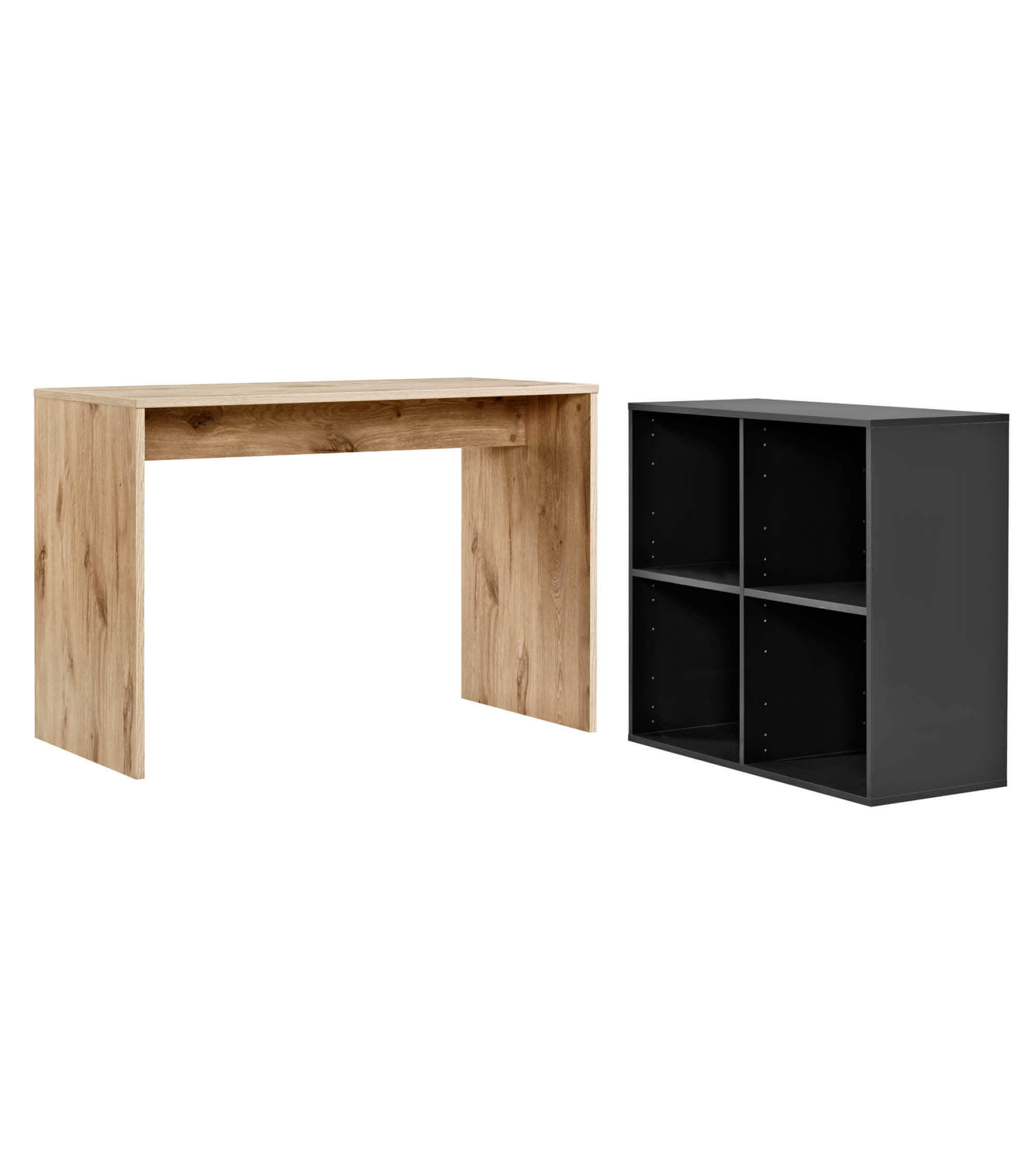 SCHREIBTISCH Der Produktive - Eichefarben/Schwarz, Holzwerkstoff (54/112/77cm) - Mokebo
