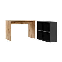 SCHREIBTISCH Der Produktive - Eichefarben/Schwarz, Holzwerkstoff (54/112/77cm) - Mokebo