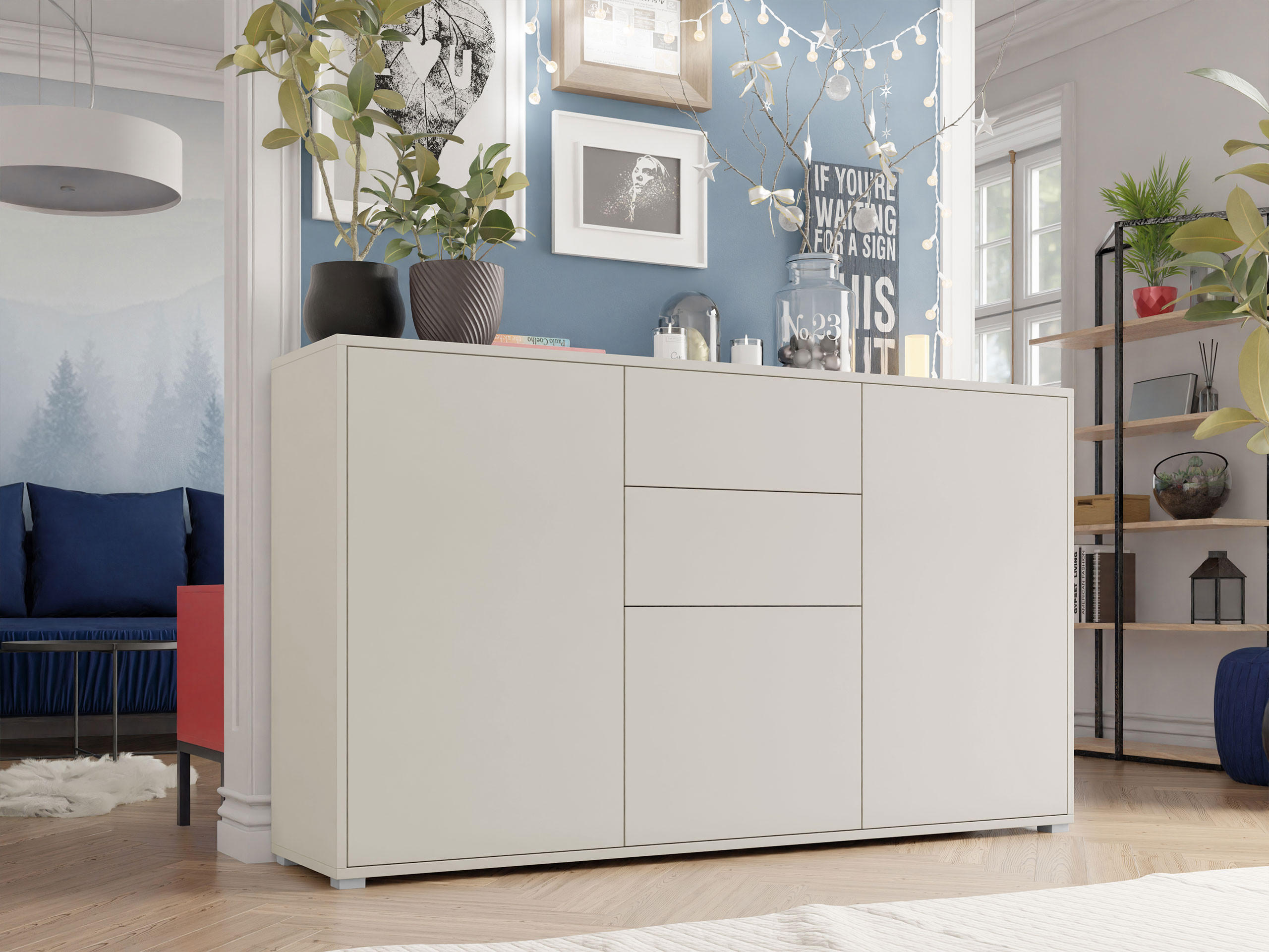 KOMMODE Gesita K3D2SZ - Kaschmir/Silberfarben, Holzwerkstoff/Kunststoff (141/93/41cm) - MIRJAN24