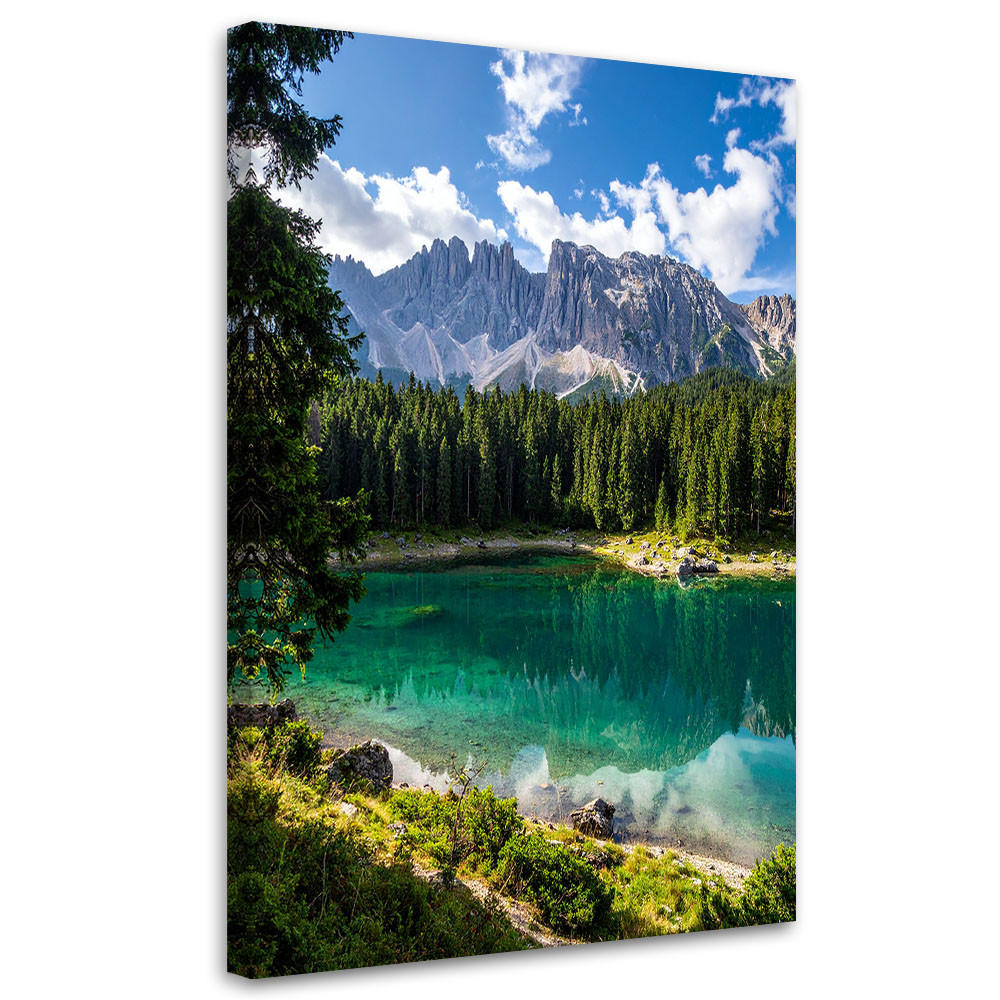 LEINWANDBILD Landschaft See Berge Natur 80x120cm - Grün, Textil (80/120cm) - Feeby
