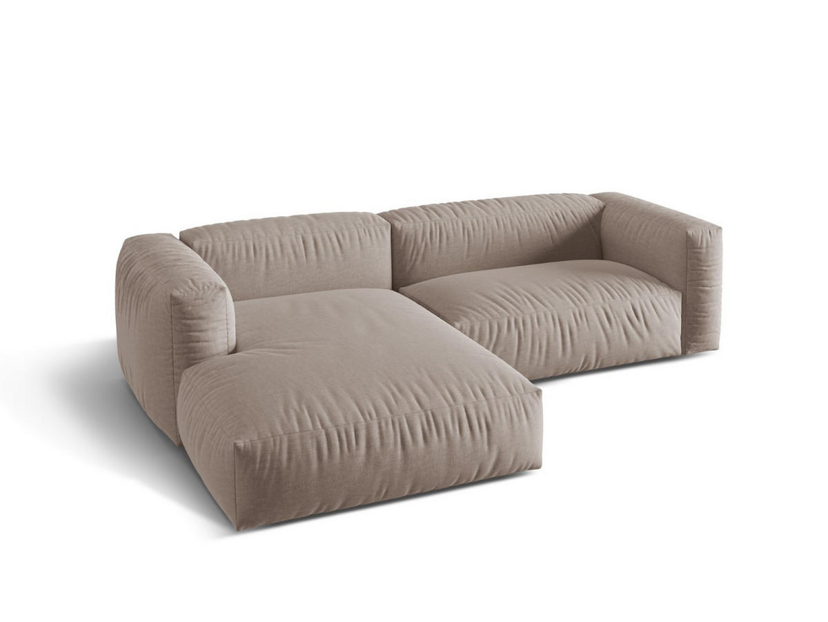 ECKSOFA modular links Martina aus strukturiertem Stoff dunkelbeige 2 Sitzplätze - Mokka, Textil (176/283cm) - Micadoni