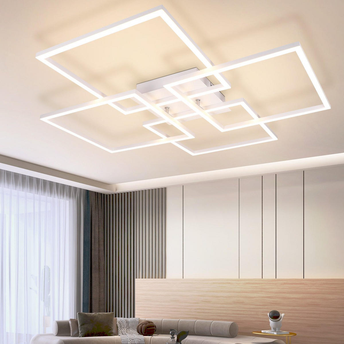 LED-DECKENLEUCHTE Gallegos 72.4/72.4/7.3 cm - Weiß, Metall (72.4/72.4/7.3cm) - Nettlife