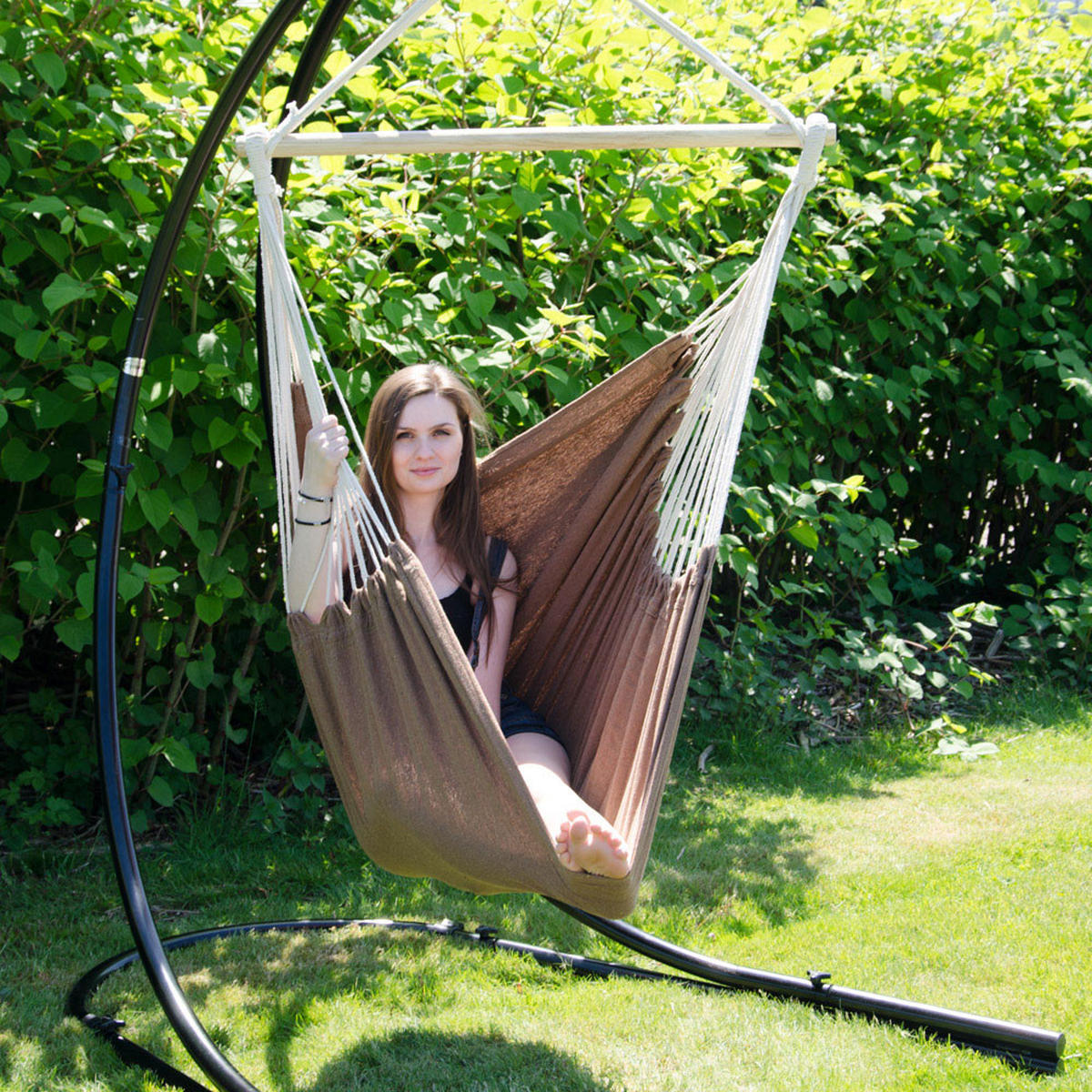 XXL-HÄNGESESSEL 185/130 cm Belastbar bis 150 kg Braun - Braun, Textil (130/155/185cm) - Amanka