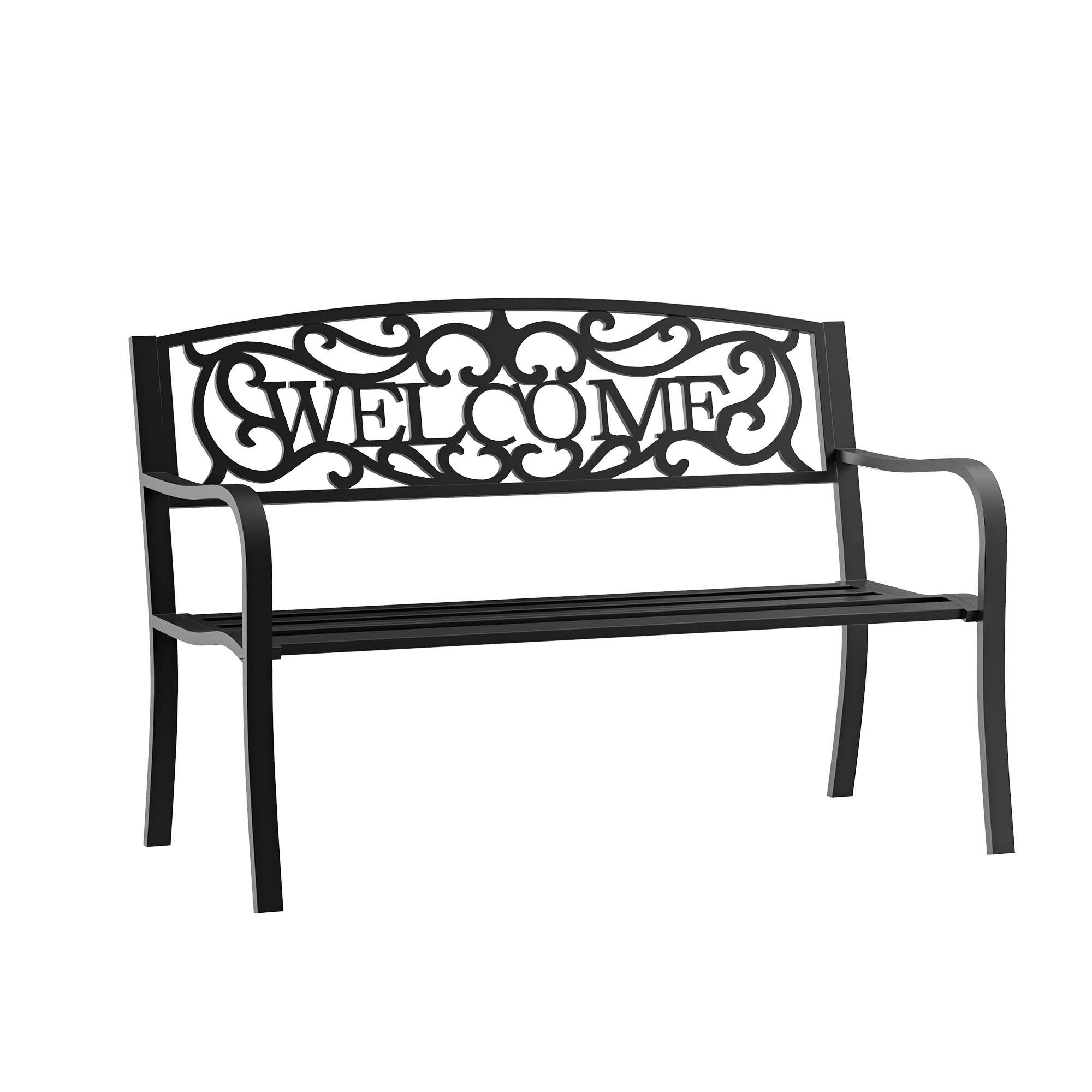 Outsunny ZAHRADNÍ LAVIČKA, 127 cm x 60 cm x 87 cm, železo, práškově lakovaná, černá