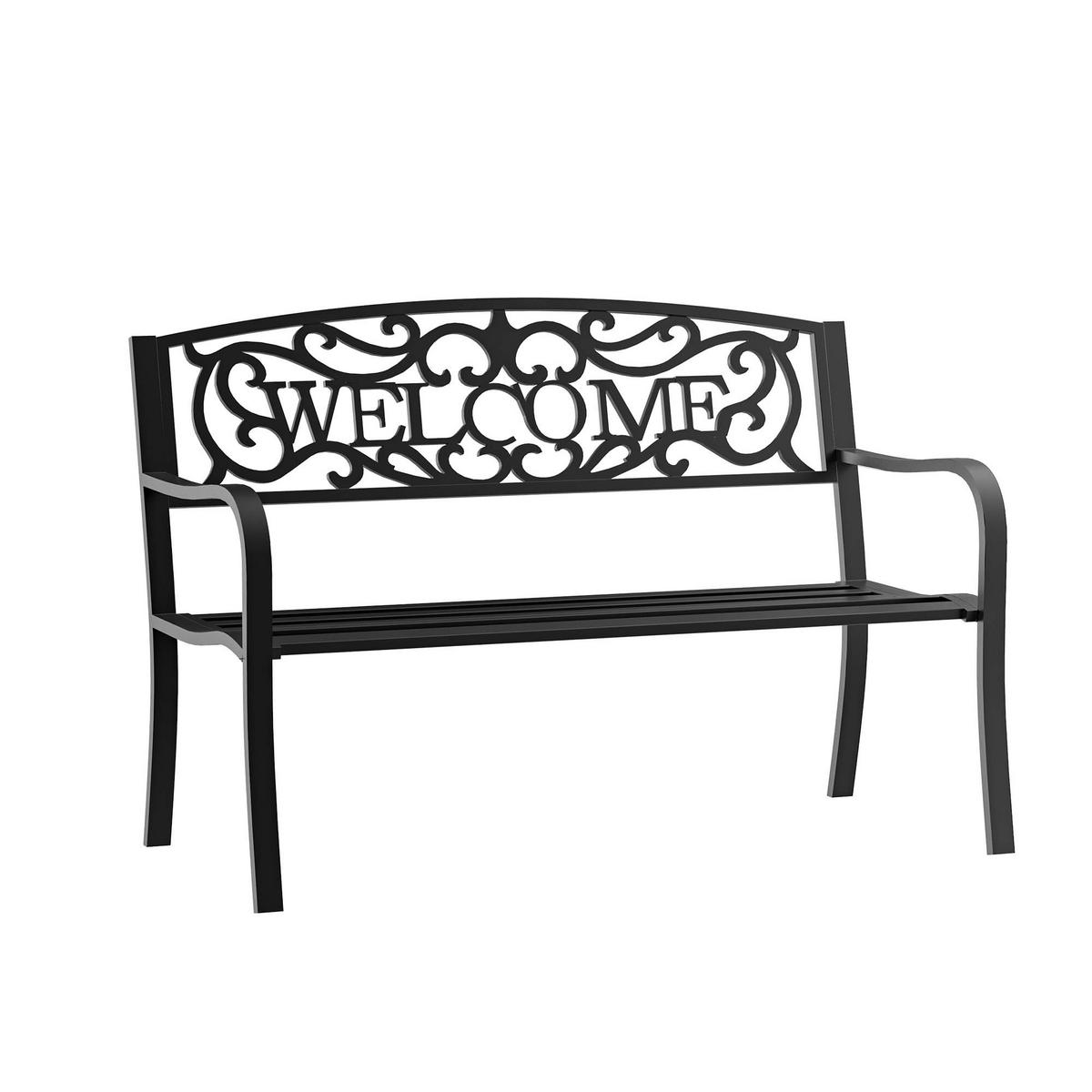 GARTENBANK, 127cm x 60cm x 87cm, Eisen, pulverbeschichtet, Schwarz - Schwarz, Metall (60/87/127cm) - Outsunny