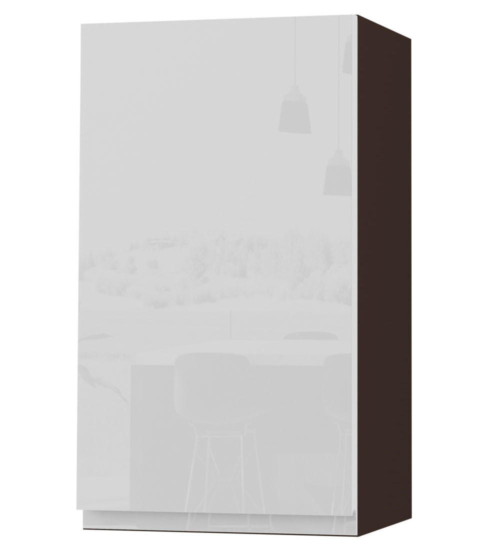 HÄNGESCHRANK Florence W2/40 Lava / RAL 9003 signalweiß HG 40 / 32,5 / 72cm - Türanschlag links - Dunkelgrau/Weiß Hochglanz, Holz/Holzwerkstoff (40/72/32.5cm) - Feldmann-Wohnen