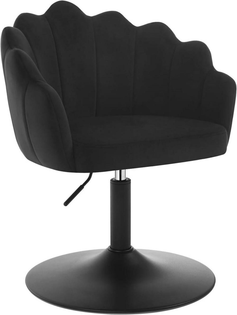 DREHSTUHL, Blumenform, Smt, Schminkstuhl, Schwarz - Schwarz, Textil/Metall (55/67/50cm) - Woltu