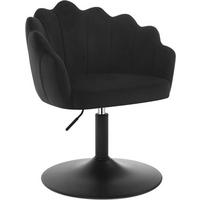 DREHSTUHL, Blumenform, Smt, Schminkstuhl, Schwarz - Schwarz, Textil/Metall (55/67/50cm) - Woltu