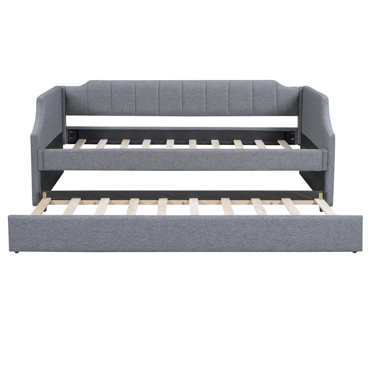 TAGESBETT 90/200 cm Grau Gepolstertes Einzelbett mit Rollbett - Grau, Textil (90/200cm) - OKWISH