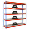 SCHWERLASTREGAL Bison 200x200x60 cm 5 Spanplatten-Ebenen 16mm Fachlast 600 kg Blau-Orange - Blau, Metall (200/200/60cm) - PROREGAL