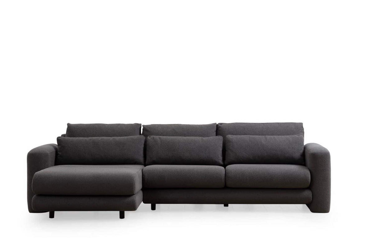 ECKSOFA mit losen Rückenkissen - Schwarz/Grau, Holz/Kunststoff (290/165cm) - myHomelando