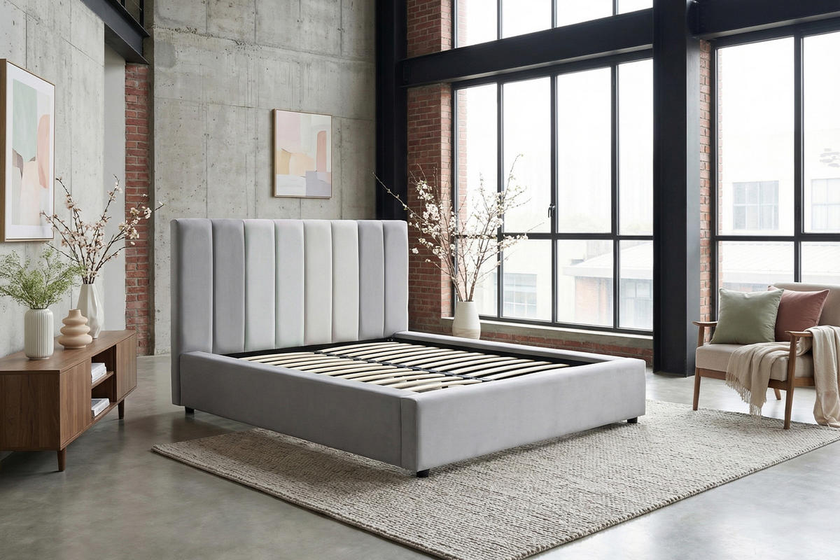 POLSTERBETT CATTURA Grau Velvet - Grau, Textil (140/200cm) - KAWOLA