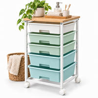 ROLLWAGEN Grün 5-Schubladen - Multicolor, Holzwerkstoff/Kunststoff (38.5/77/28.5cm) - Relaxdays