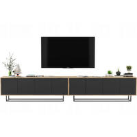 TV-SCHRANK 2-er Set Apollo2 Eiche wotan Schwarz Matt 150 cm - Schwarz, Holzwerkstoff/Metall (300/53/35cm) - Meble Lindner
