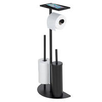 TOILETTENPAPIER- und Bürstenhalter Cosenza 32,5/17,5/72 cm - Schwarz, Metall (17.5/72/32.5cm) - Wenko