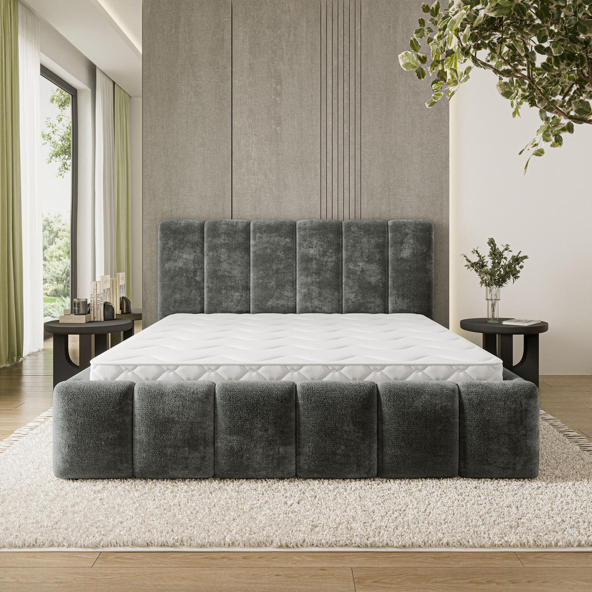 POLSTERBETT ATTORA LM 180x200 cm mit Bettkästen - Grau - Grau, Holz (180/200cm) - MASSENO