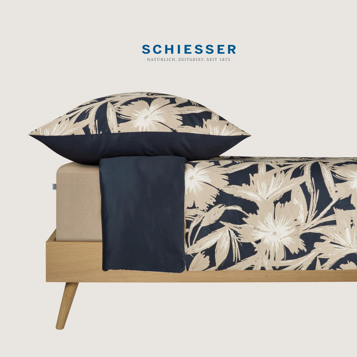 BETTWÄSCHESET Artistic - Baumwollsatin - 2-teilig - 135 x 200 cm - Dunkelblau - Dunkelblau, Textil (135/200cm) - SCHIESSER