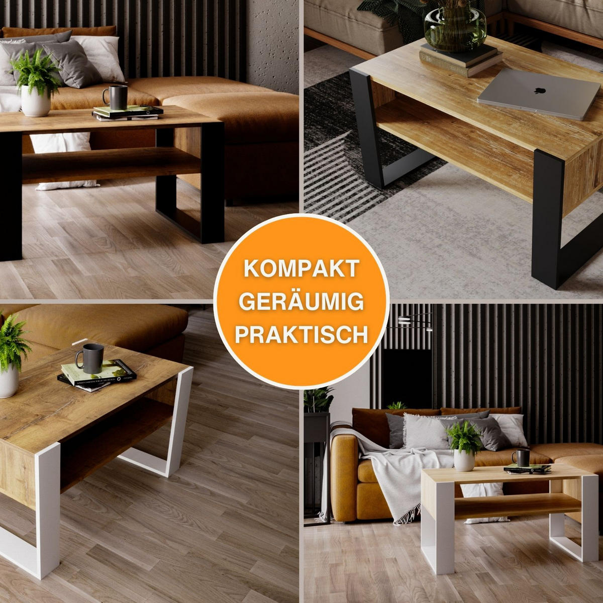COUCHTISCH Holzwerkstoff rechteckig stabil Sonoma Eiche 45/53,6/92cm - Weiß/Sonoma Eiche, Holzwerkstoff (53.6/92/45cm) - CraftPAK