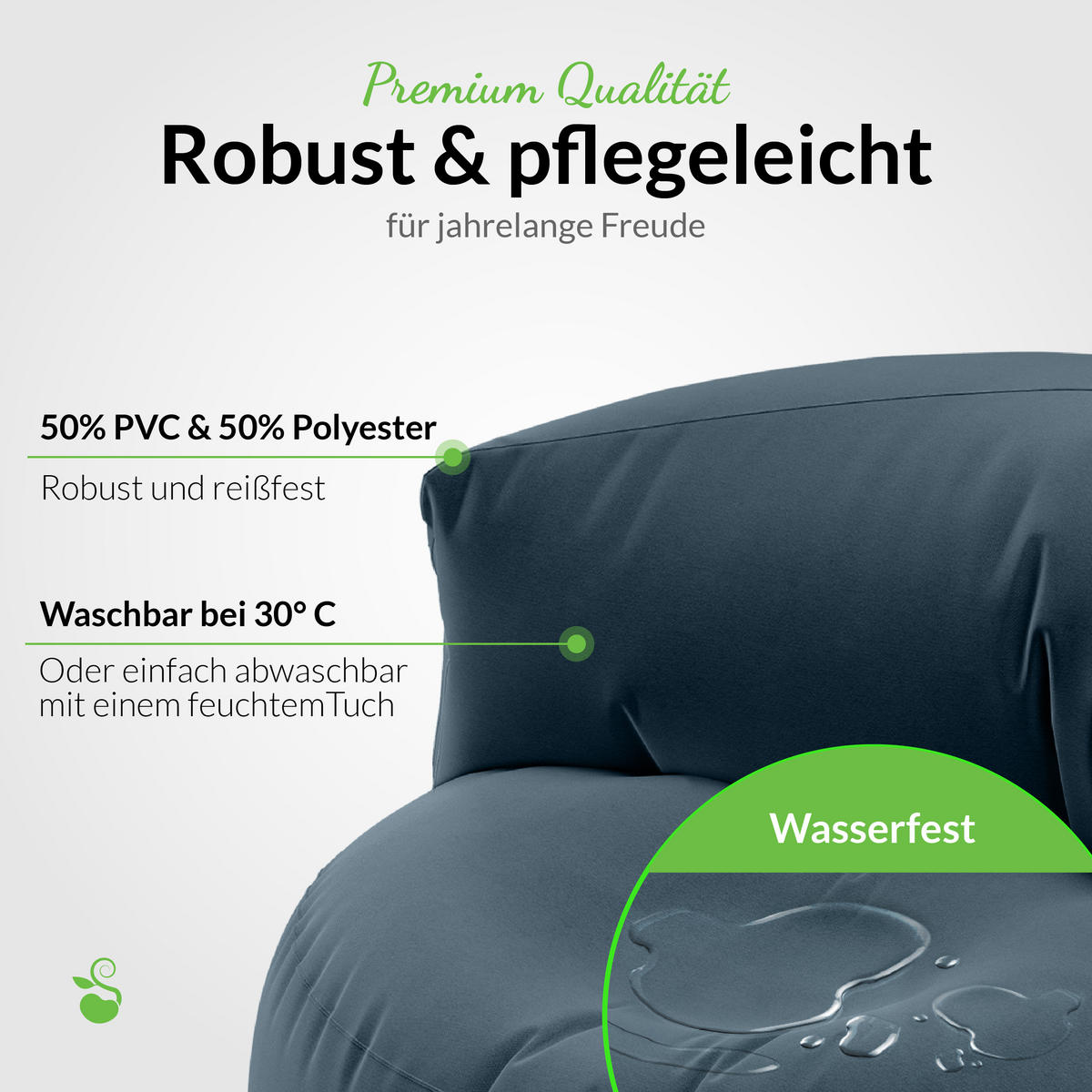 INDOOR OUTDOOR SITZSACK Lounge Sofa - Dunkelblau, Textil (90/50/50cm) - Green Bean