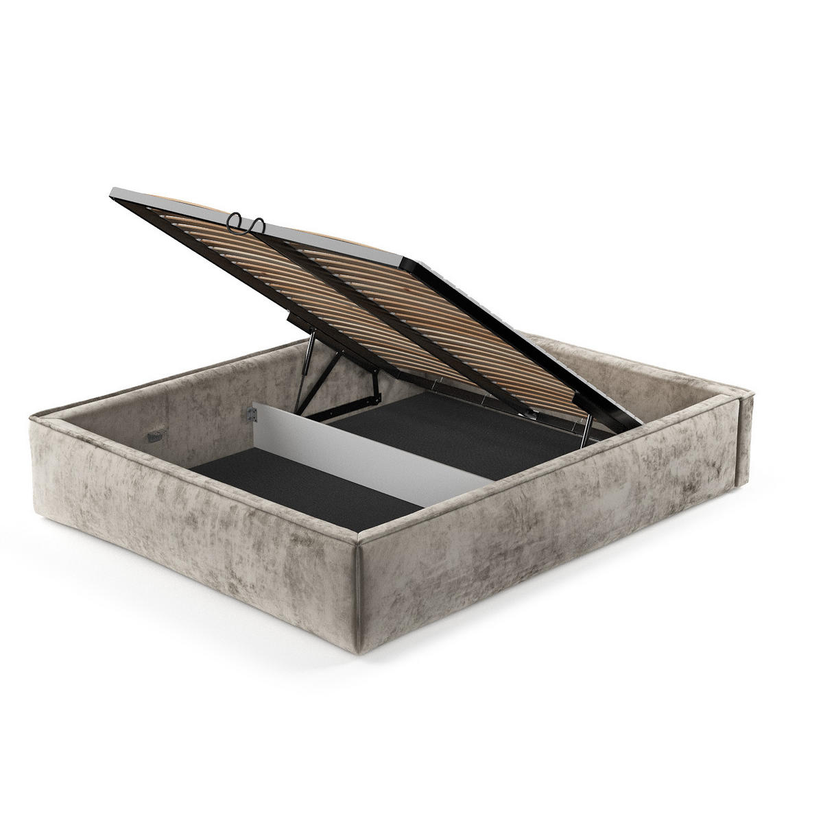 POLSTERBETT Alvar Beige 200/200 cm im Chenille-Stoff - Beige/Schwarz, Holz/Holzwerkstoff (200/200cm) - Maison de Reve