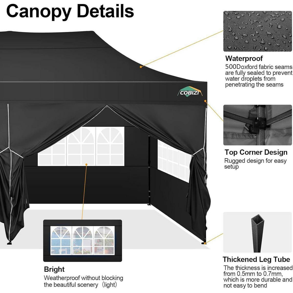 FALTPAVILLON 3x6m schwarz mit 6 Seitenwänden und Rollen-Tasche - Schwarz, Textil (300/330/600cm)