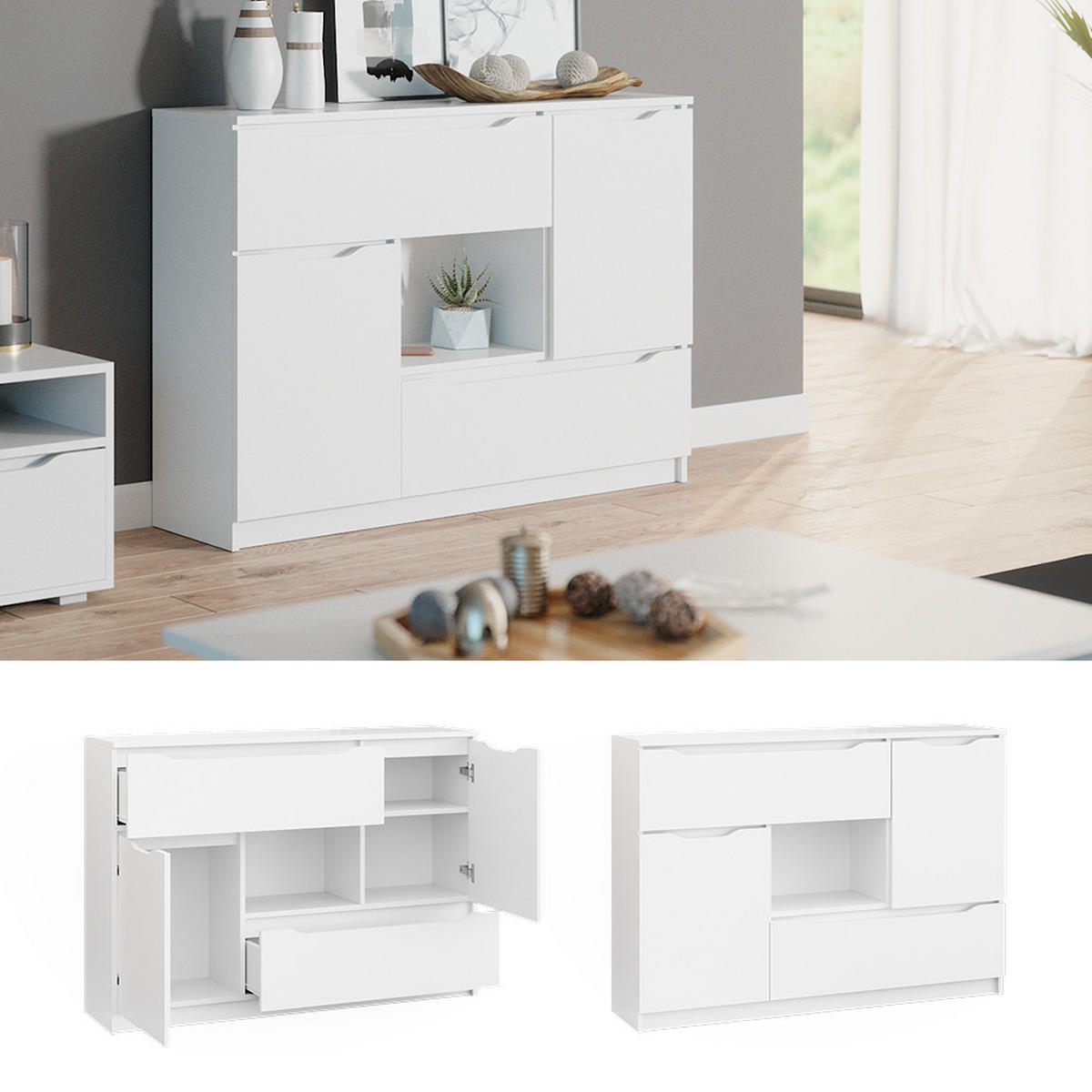 KOMMODE Ruben Weiß 120 x 84 cm - Weiß, Holzwerkstoff (120/84/30cm) - Vicco