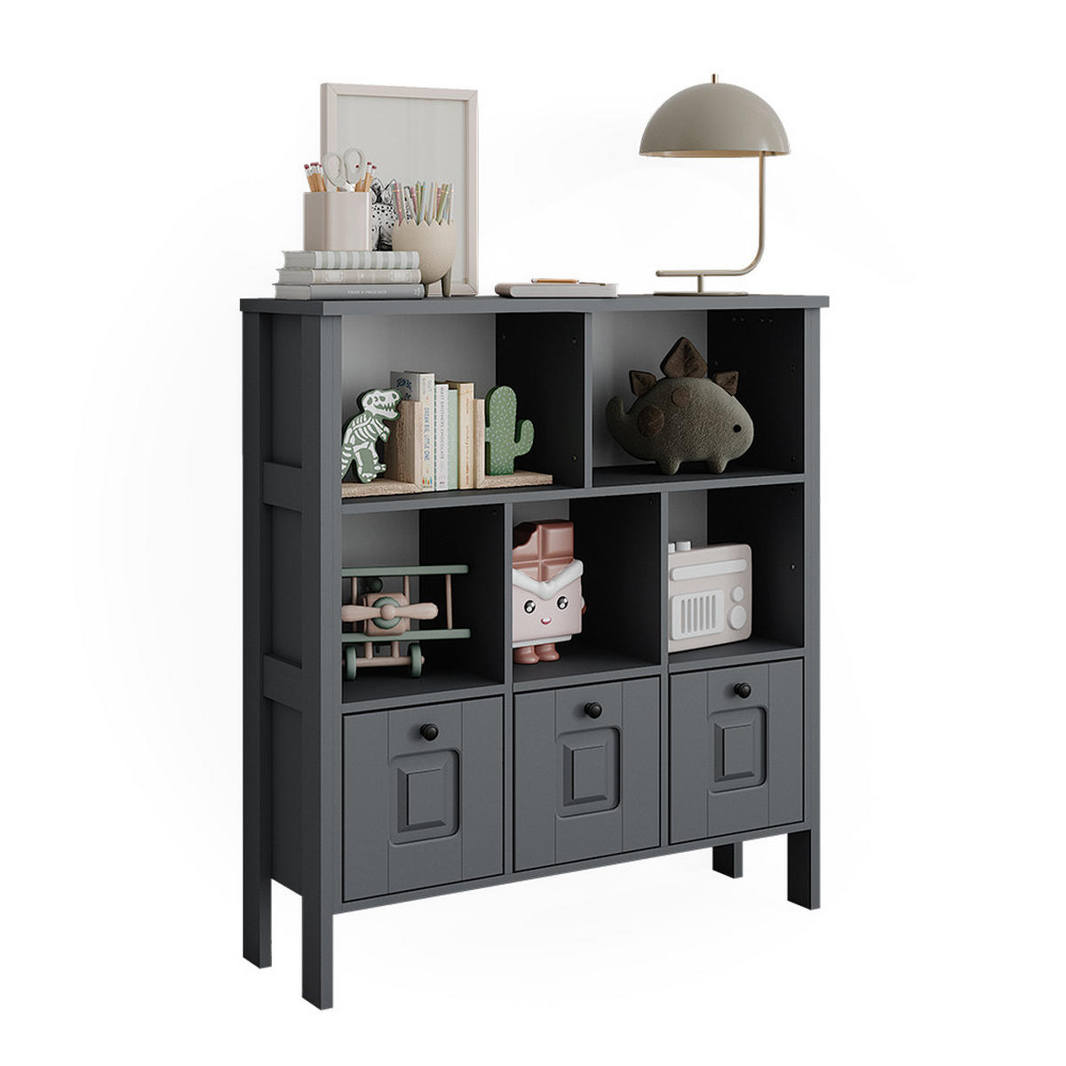 KINDERREGAL Ajaton Grau 103.6 x 113.4 cm - Grau, Holzwerkstoff (103.6/113.4/32.6cm) - VitaliSpa