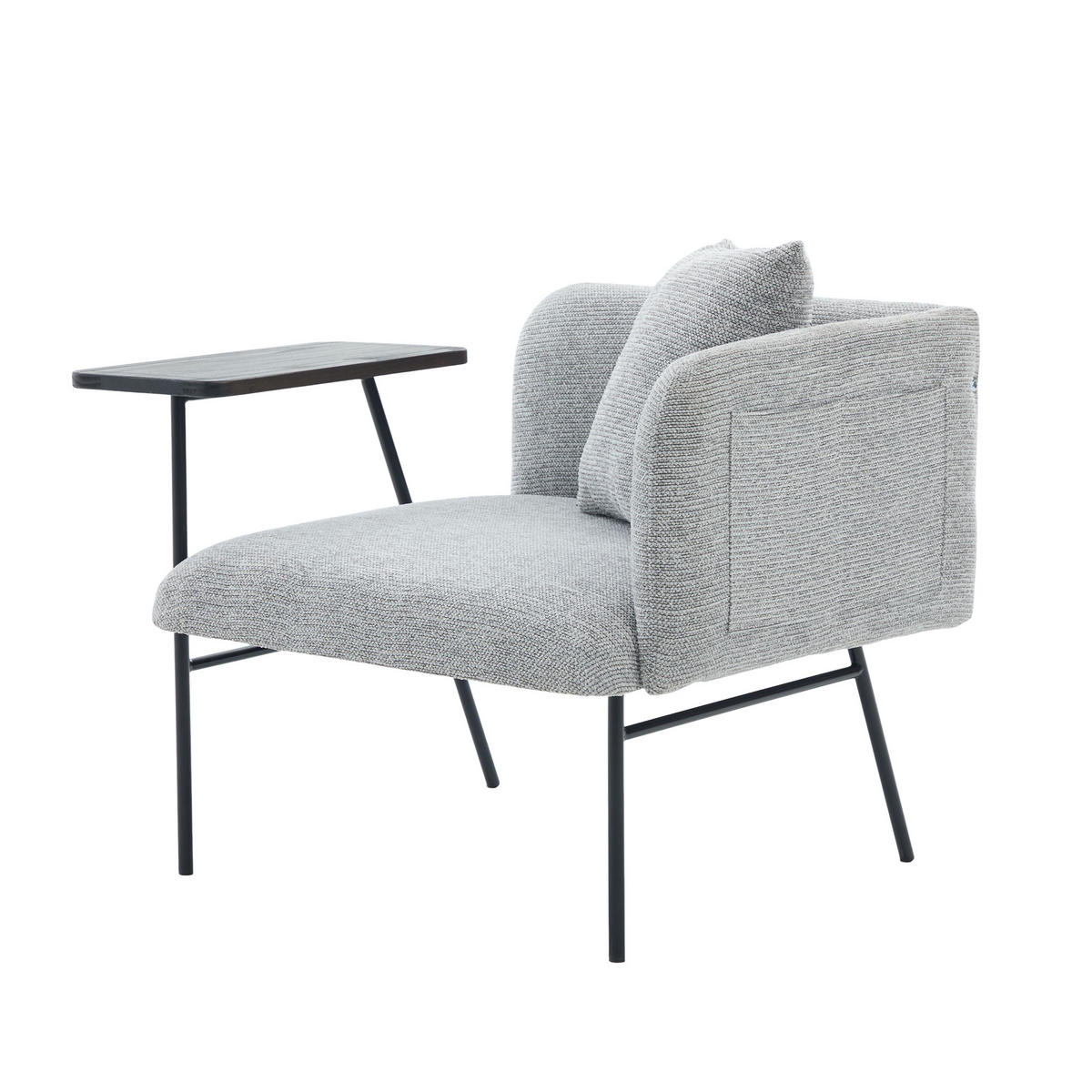 SESSEL mit Beistelltisch und Staufächern, DE-42267, Grau - Grau, Metall (86/71/72cm) - ComfortXL