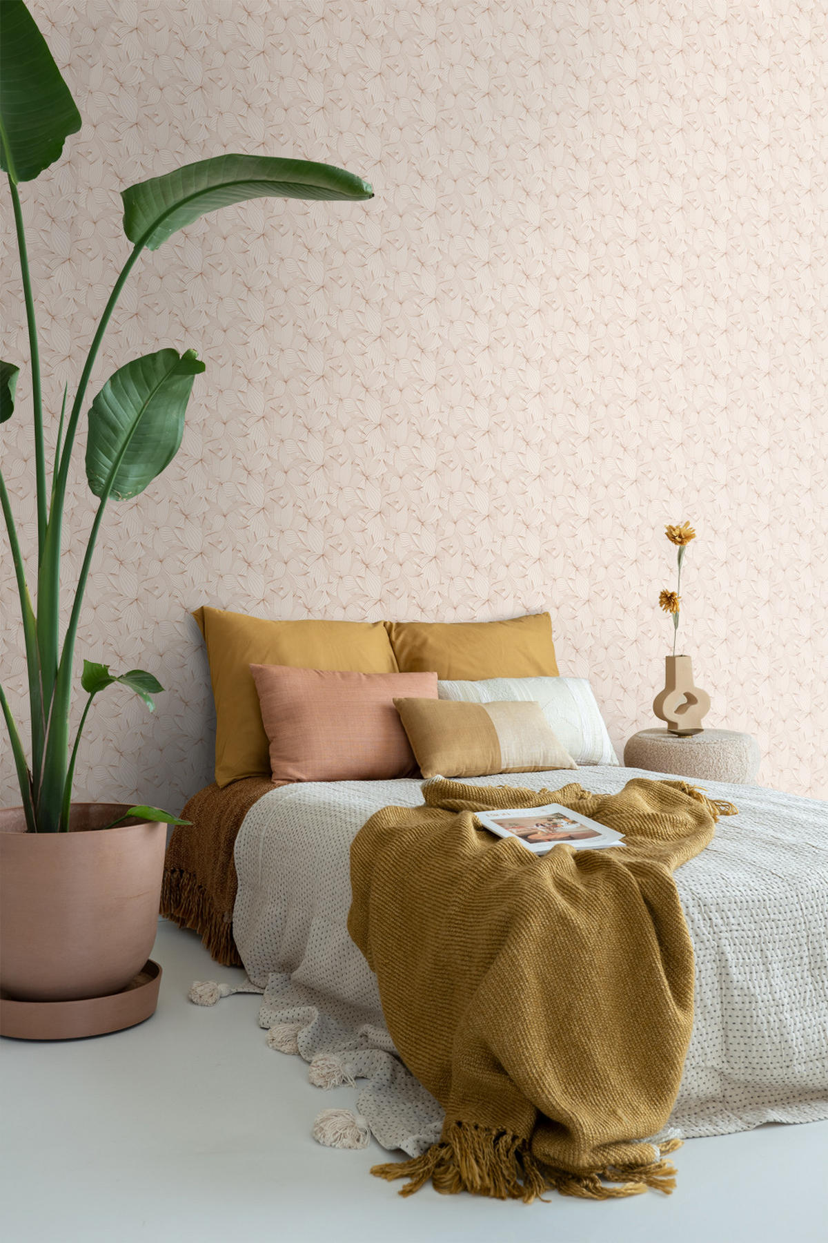 TAPETE gezeichnete Blätter 50 x 900 cm - Beige, Papier (50/900cm) - ESTAhome
