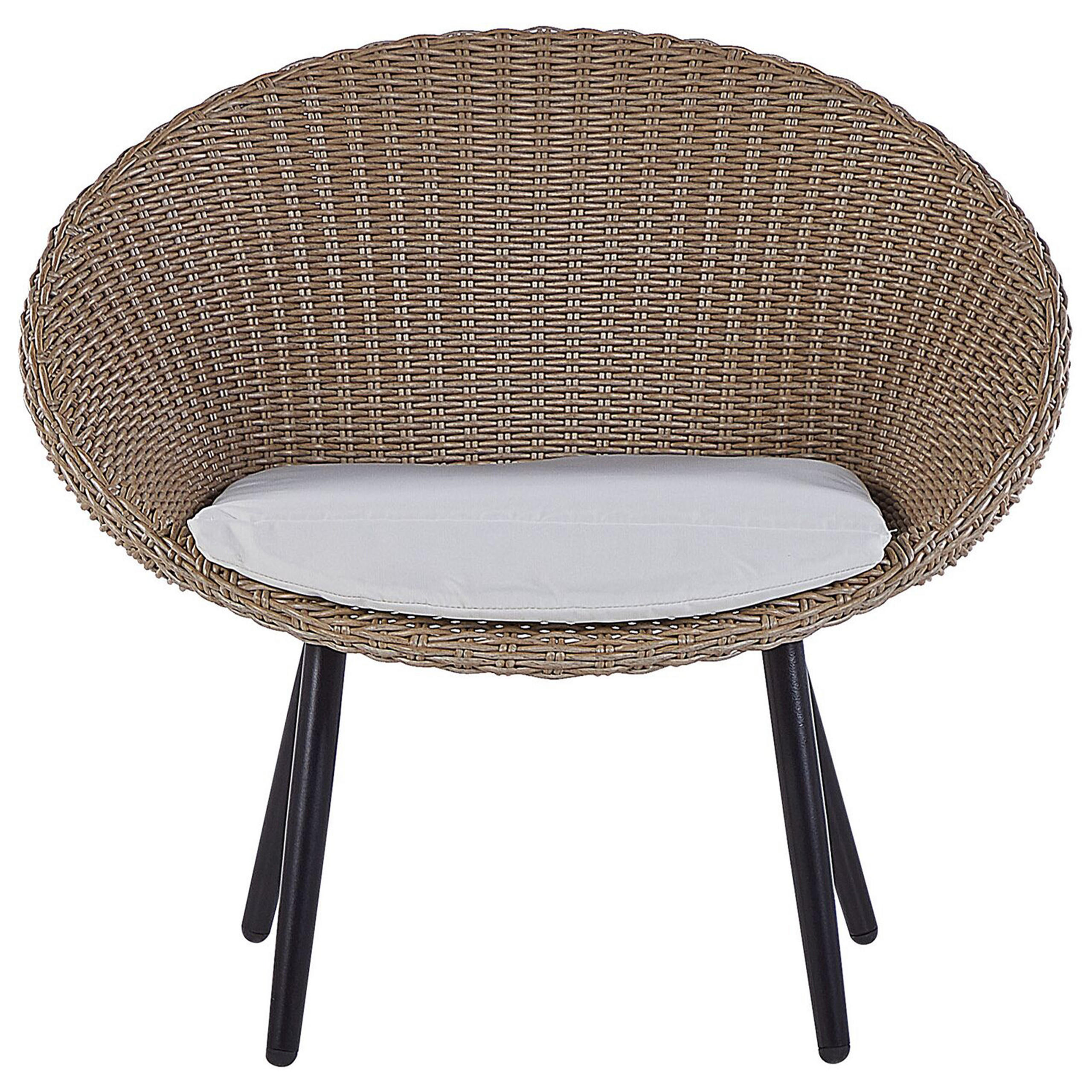 BALKONSET 2-Sitzer Rattan natürlich Auflagen hellbeige Ortigia - Beige/Schwarz, Kunststoff - Beliani