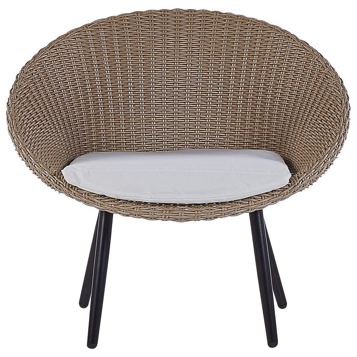 BALKONSET 2-Sitzer Rattan natürlich Auflagen hellbeige Ortigia - Beige/Schwarz, Kunststoff - Beliani