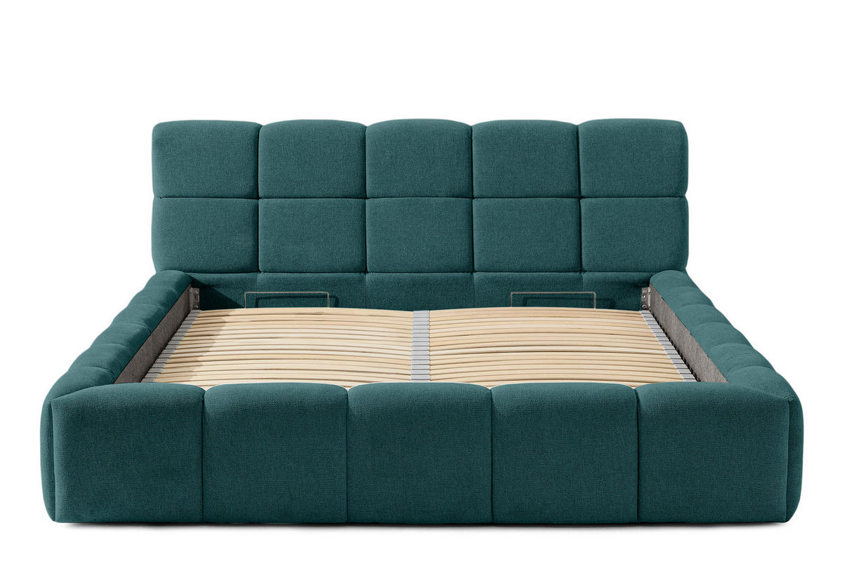 POLSTERBETT AERI 140/160/180/200 mit Rahmen und Bettkasten, blau - Blau, Holz/Holzwerkstoff (160/200cm) - KONSIMO®
