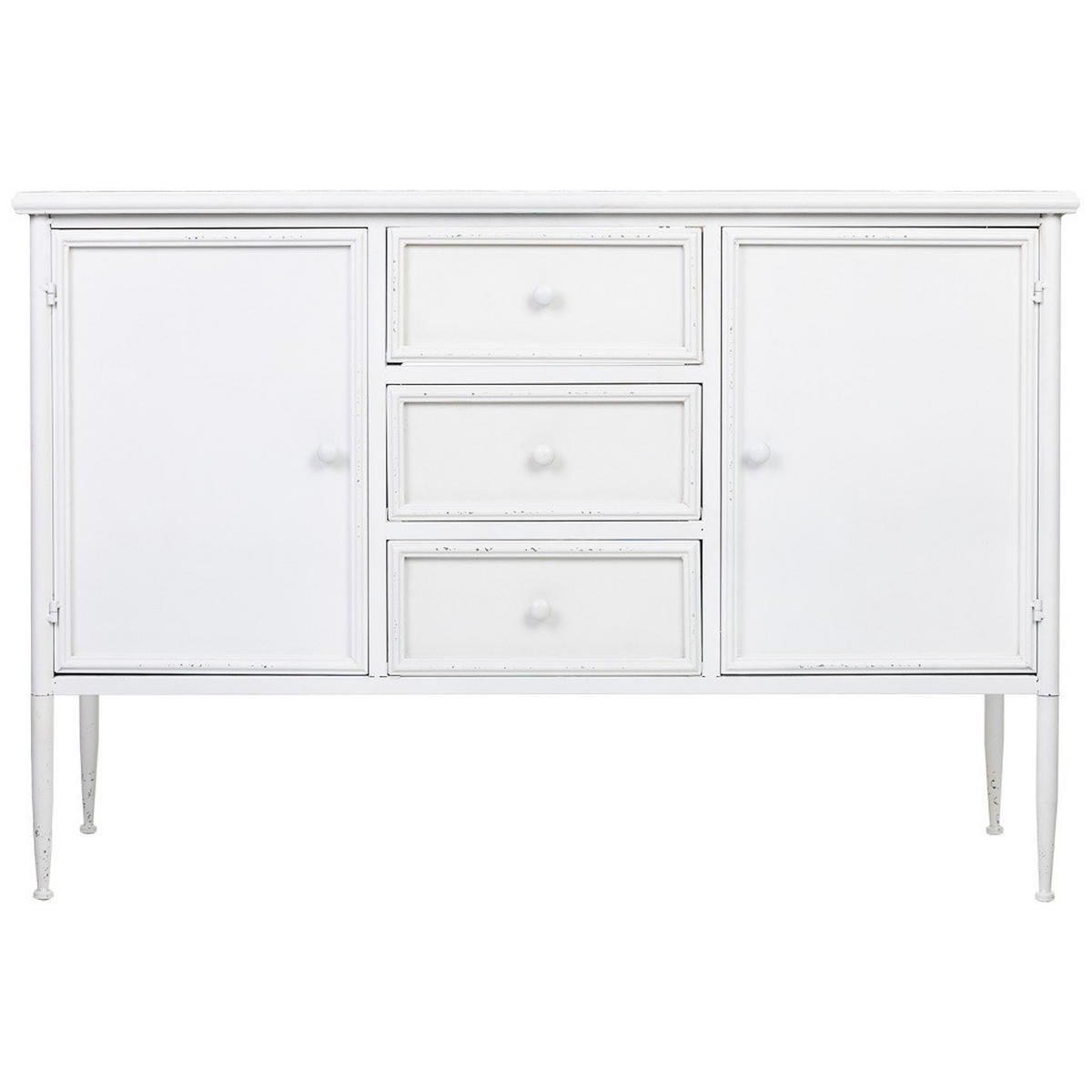 SCHRANK mit 2 Türen und 3 Metall-Schubladen 120x41x80 cm - Weiß, Metall (120/80/41cm) - Wanderlust