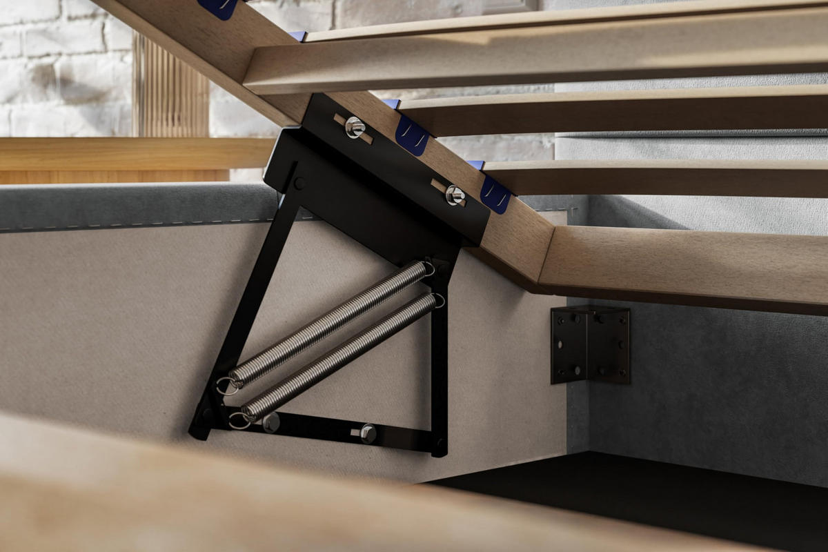 BETT 120x200 - Polsterbett mit Bettkasten und Holzrahmen - Modern Betten - Weicher Jasminstoff - Kollektion Roma, Beige - Beige, Holz/Textil (120/200cm) - Alpi-Möbel